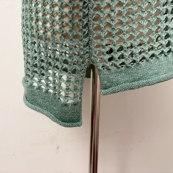 ZESICA Open Knit Crochet Beach Cover Tunic Top Seafoam Green Size M - Picture 7 of 10